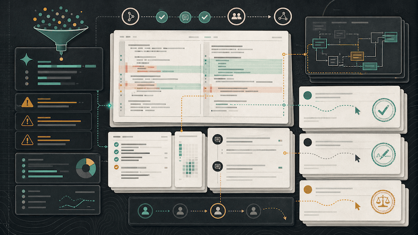 AI-assisted pull request triage supporting human code review judgment