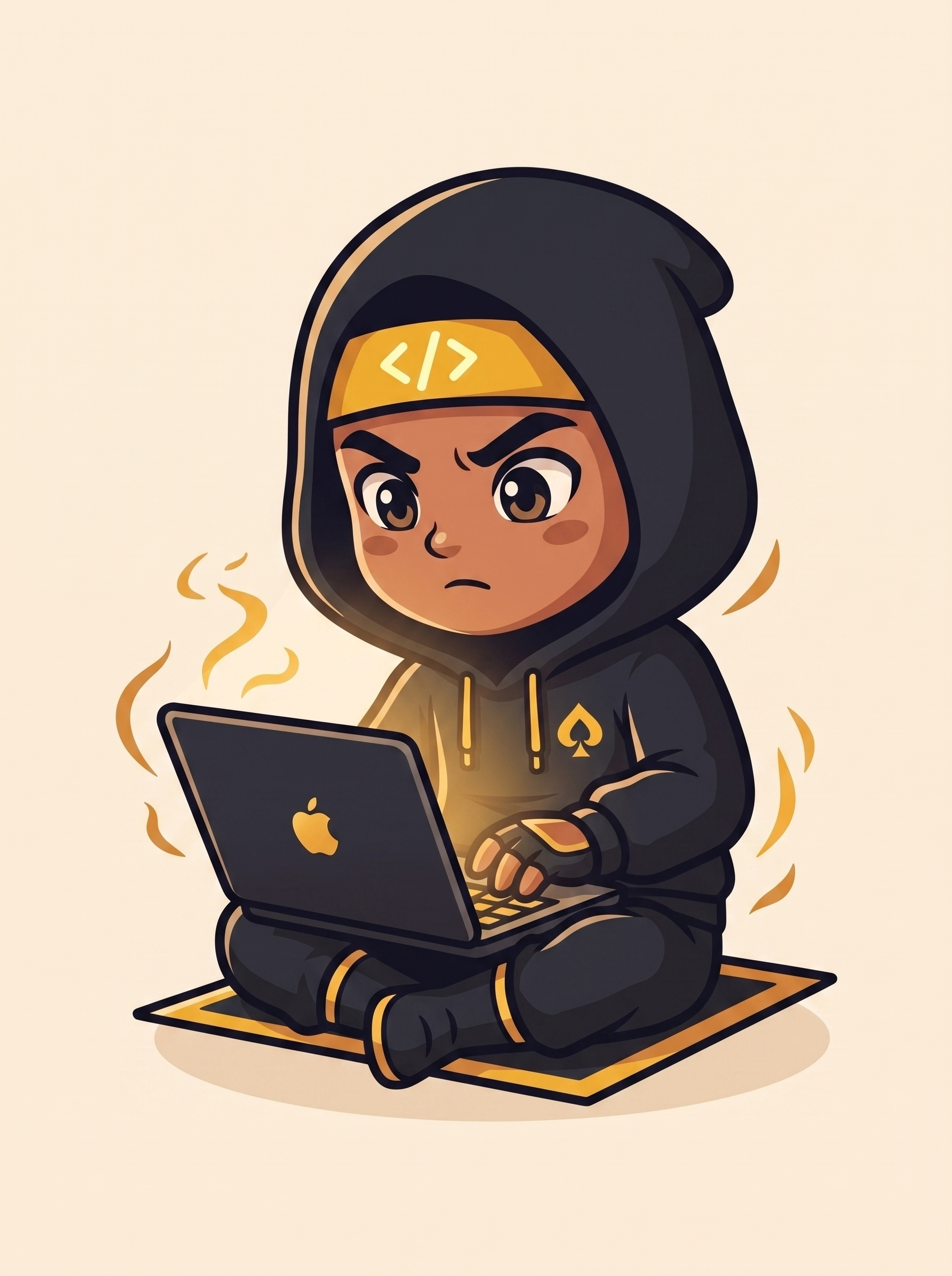 Kohai writing code on a laptop